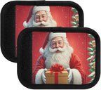 Christmas Santa Claus 2 Pack Neoprene Suitcase Wraps, Luggage Handle Wraps with ID Tag, Non-Slip Suitcase Handle Covers for Travel, Bag Strap Pad