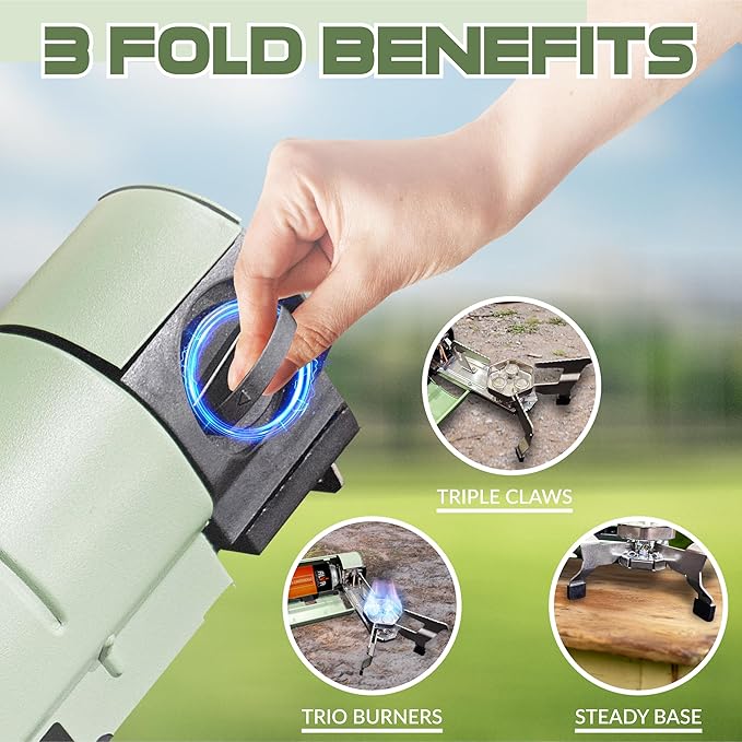 Roamix 17,700 BTU Foldable Butane Camping Stove – 5,200W Portable Gas Burner with Carrying Bag for Outdoor Cooking, Backpacking & Emergency Use