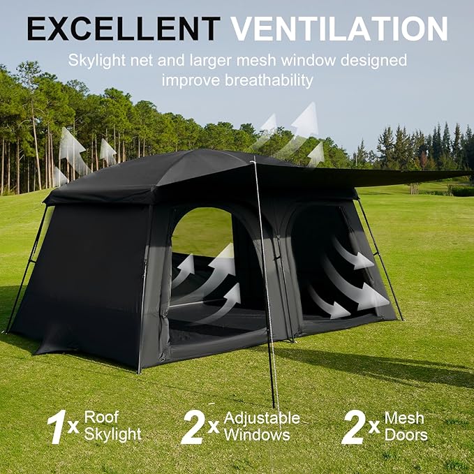 Vidalido Tents，3-4 Person Camping Tent with Extended Vestibule，Weather Resistant Family Tents with Breathable Mesh Windows，Easy Install Waterproof Outdoor Tent for Backpacking and Camping Hiking