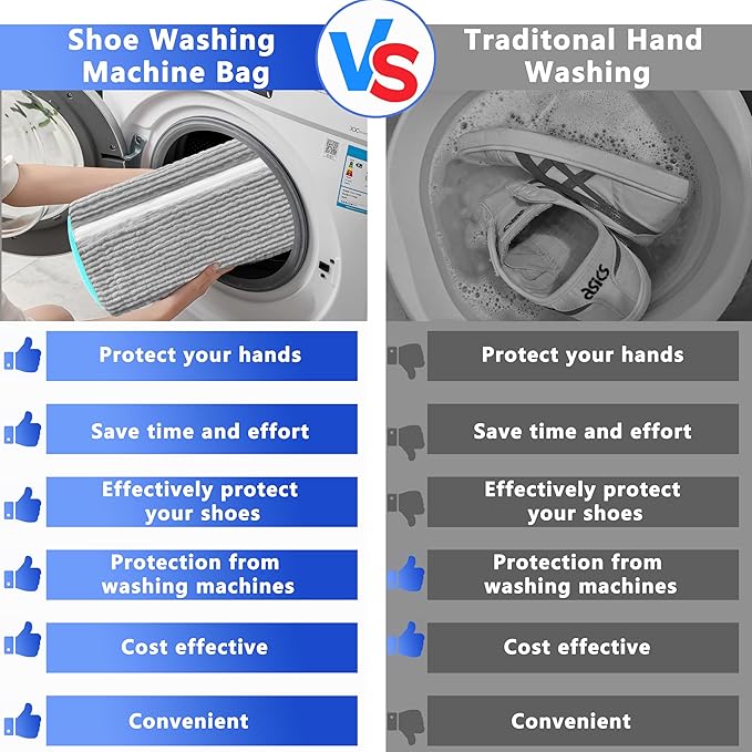 2Pcs Reusable Shoe Washing Machine Bag for Washer and Dryer:Free Up Hands, Prevent Deformation,shoe bag with Zipper Protection Design, Use for all Shoes,Sports Shoes(Gray)