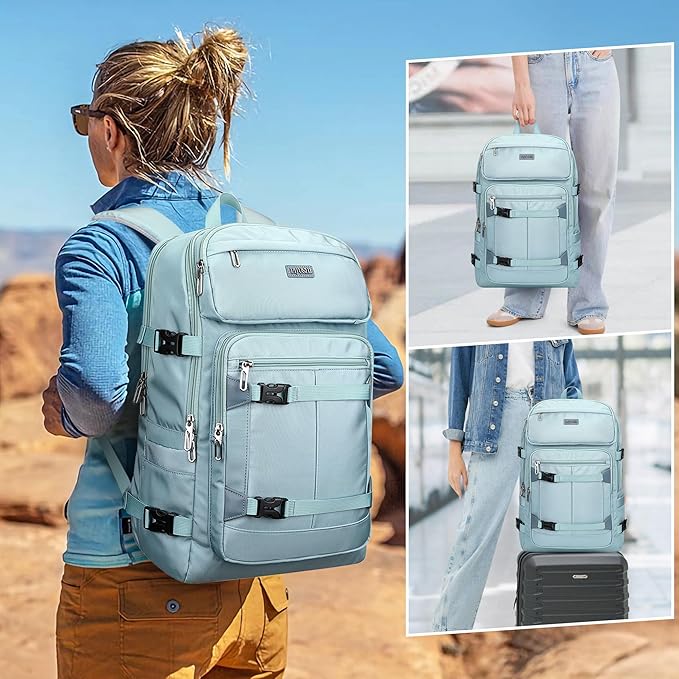 PIJUSHI Travel Backpack for Women Flight Aprroved Carry on Bag Large Casual Luggage Backpack Fit 16 inch Laptop(PE050 Teal Blue)
