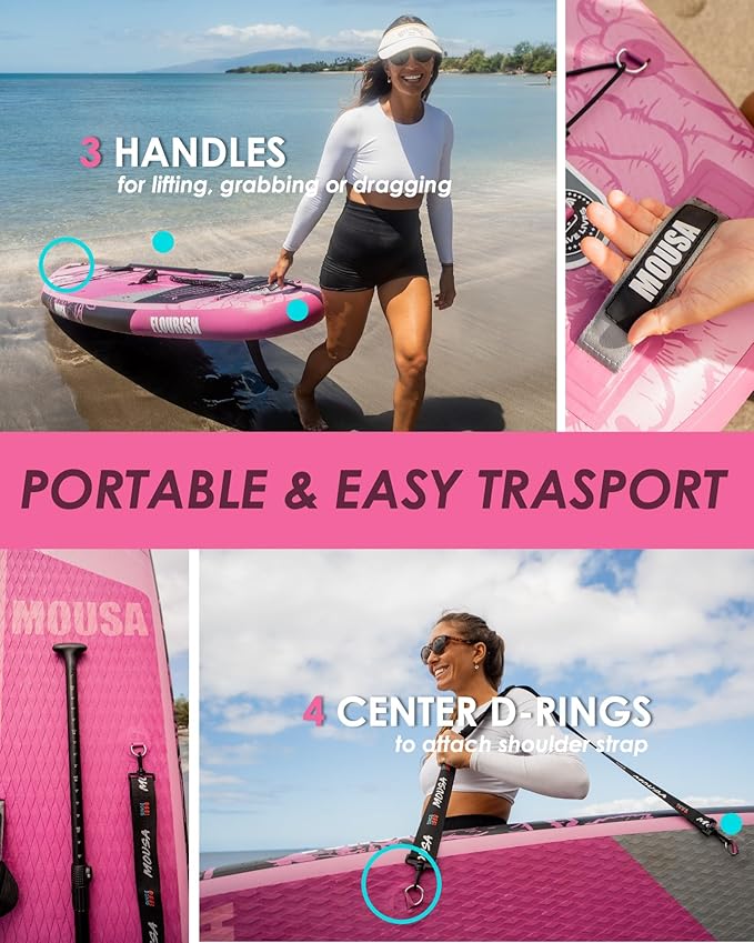 MOUSA 11'6“x35 Extra Wide Inflatable Stand Up Paddle Board, Stable Long SUP for 2 People/Family, Shoulder Strap, 3/5 Handles, 100L Backpack, All-Round Sup Board, Removeable Fin