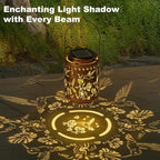 Outdoor Solar Lantern Waterproof Decorative Hummingbird and Trumpet Flower Lights with Metal Construction Warm White Glow Gifts for Mom Grandma Patio Garden Décor