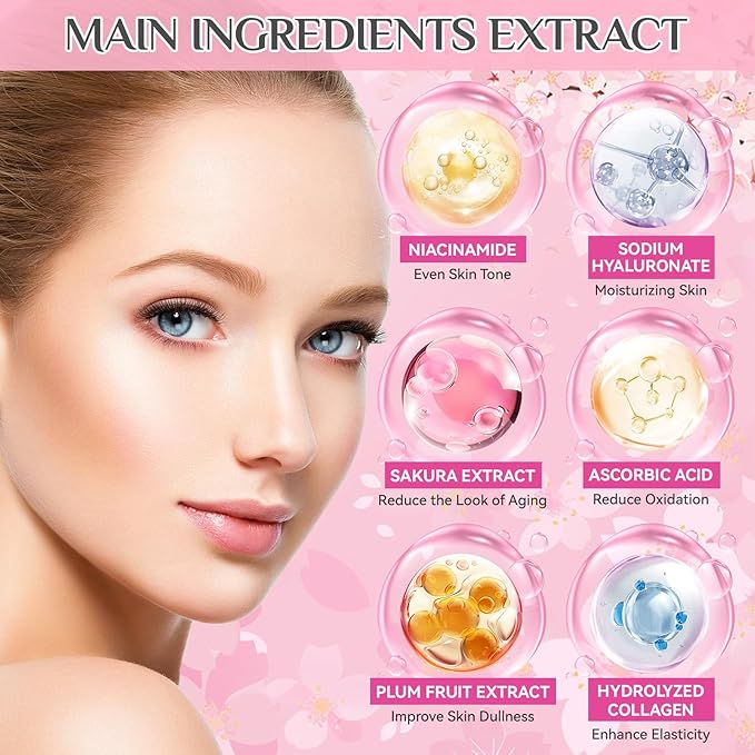 29Pcs Sakura Skincare Set, Skincare for Girls 10-12, Complete Skincare Routine for Clean, Soft and Hydrated Skin, Perfect Easter Basket Stuffers for Teen Girls