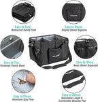 HAUSHOF Large Grill and Picnic Caddy with Paper Towel Holder, Condiment Pocket, Foldable BBQ Organizer Easy Carry Griddle Caddy for Camping, RV, Outdoor Waterproof Oxford Cloth (Black)