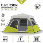 CORE Instant Cabin Tents | 6 Person / 9 Person / 10 Person / 12 Person Family Cabin Multi Room Pop Up Tents Car Camping | Included Storage Pockets for Camping Accessories