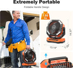 40000mAh Rechargeable Camping Fan, Battery Operated Fan with Light & Remote, 12" Portable Outdoor Fan, Auto Oscillating Battery Powered Floor Fan for Tent RV Car Travel Jobsite Hurricane Power Outages