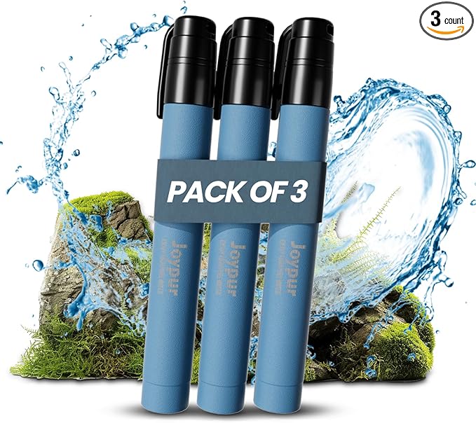 Portable Water Filter Straw Survival, Essential Camping & Hiking Gear, Water Purification Straw for Travel, Biking and Emergency Preparedness