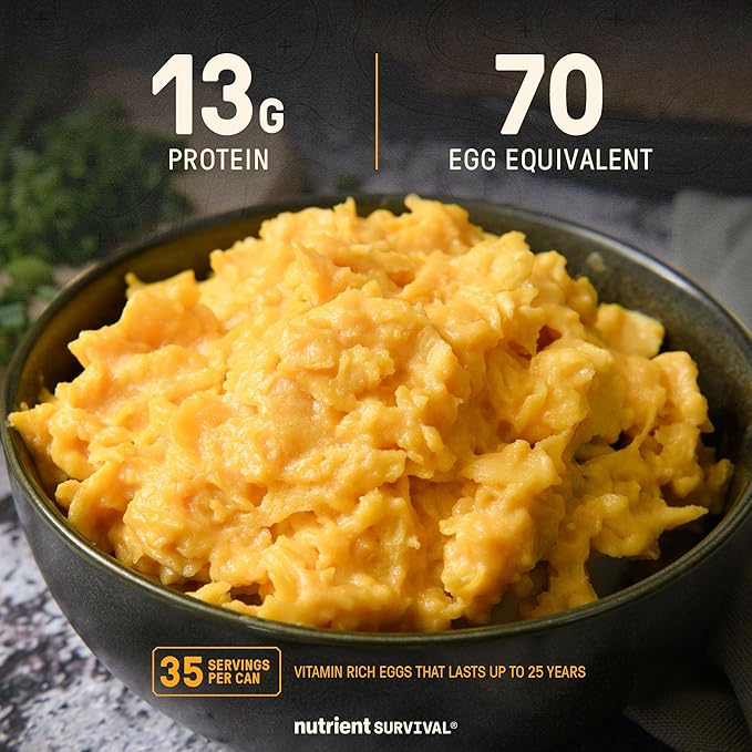 70 Egg Equivalent Nutrient Survival Vitamin Powdered Eggs Blend, Freeze Dried Prepper Supplies & Emergency Food Supply, 33 Essential Nutrients, Gluten Free, Shelf Stable Up to 25 Years Cage Free