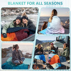Outdoor Blanket, Waterproof Camping Blankets for Sleeping Packable Ultralight Puffy Camping Quilt for Hammock Hiking Picnic Stadium Beach Cold Weather 55"x78.8"