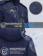 TACVASEN Men's Winter Ski Jacket Waterproof Snow Coats Snowboard Fleece Lining Jacket Warm Parka with Hooded