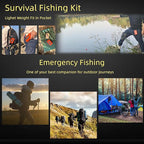 Mini Survival Fishing Kit Small Emergency Fishing TackleBox Pocket Outdoor Fishing Set Travel Party Fishing shoebox Surf Survivalist Fishing Accessories Pack Fishing Gear Gifts for Starter Men
