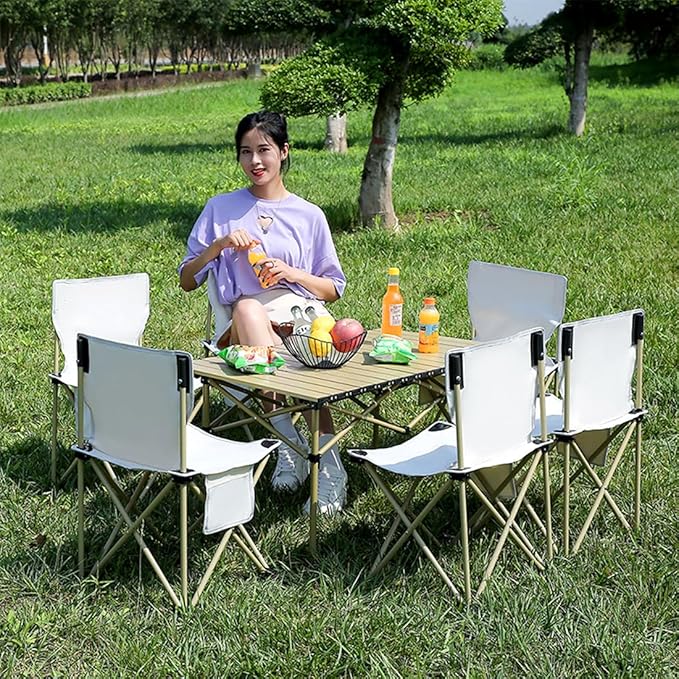 Folding Camping Chair for Small man, Portable Outdoor Backpacking Chair for Hiking, Picnic, Camping, Beach, Ultralight Compact Camping Chair with Carry Bag, 23"D x 14.2"W x 14.2"H (Beige)