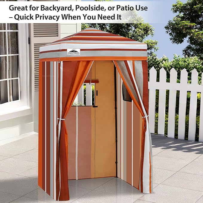 EAGLE PEAK Flex Ultra Compact 4x4 Pop-up Canopy, Sun Shelter, Changing Room, Portable Privacy Canopy Cabana for Pool, Fashion Photoshoots, or Camping, Red Stripe