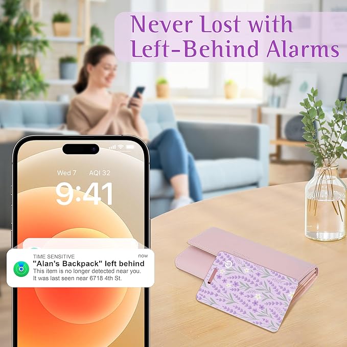 Wallet Tracker Card (iOS Only), Rechargeable Bluetooth Smart Tracking for Apple Find My Compatible Anti Tracker for Men Women Slim Item Locator for Purse Passport Key Luggage Tag (1Pcs/Purple FLR)