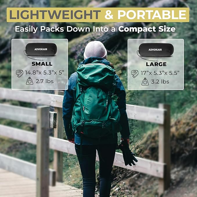 ADVOKAIR Camping Hammock with Mosquito Net Up to 500lbs, Ultralight and Portable Nylon Travel Hanging Hammock with Tree Straps, Perfect for Outside, Backpacking, Hiking and Backyard