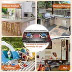 Propane Stove 2 Burner Gas Stove, 28800 BTU High-Efficiency Auto Ignition Tempered Glass LPG Cooktop with CSA Regulator and Hose – for Outdoor Camping, RV, and Emergency Cooking