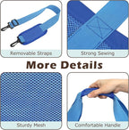 Fammart Mesh Beach Bag, Large Beach Tote with Zipper Pocket, Toys Pool Bag for Family Travel Vacation Cruise Essentials