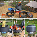 aiGear 3pcs Camping Cookware Mess Kit, Non-Stick Camping Pan Pot Kettle, Lightweight Aluminum, Collapsible Portable Camping Cooking Set for Outdoor Cooking Hiking Picnic