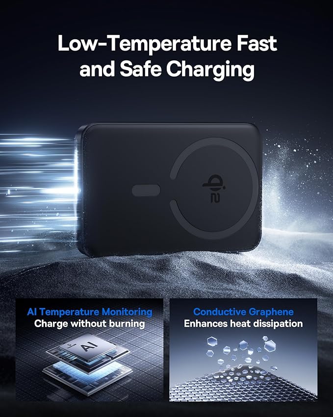 Baseus Picogo Magsafe Portable Charger for MagSafe Portable Charger Qi2 Certified 15W Wireless Magnetic Power Bank 10000mAh with USB-C Cable