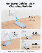 charmast 20000mAh Portable Charger with Built in Cables, 22.5W Travel Power Bank Fast Charging, USB C Cell Phone Battery Pack for iPhone 16/15/14/13/12/11 Series, iPad, Samsung, Android, Tablet