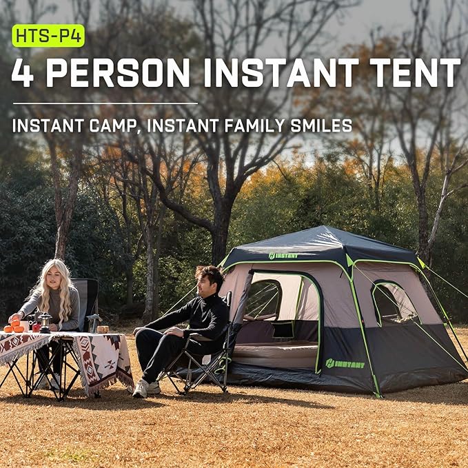 4/6/8 Person Instant Tent, Waterproof Pop Up Tents for Camping with Rainfly, 60 Seconds Easy Setup, Automatic Cabin Tent for Family Camping with Expandable Carry Bag & Upgraded Ventilation