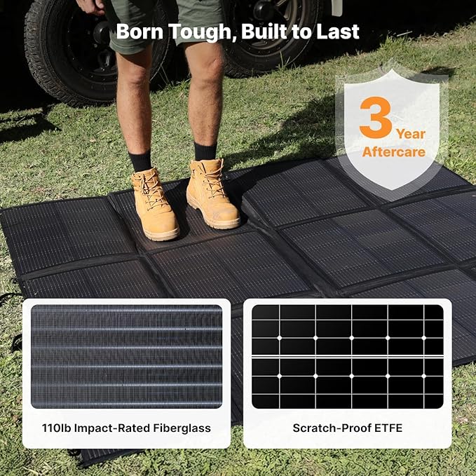 440W Portable Solar Panel, 17.2lbs Foldable SolarBag, Splits 2×220W Solar Blanket, 25% High Efficiency, Lightweight Solar Panel Charger for Camping, RV, SUV, Marine, Off Grid