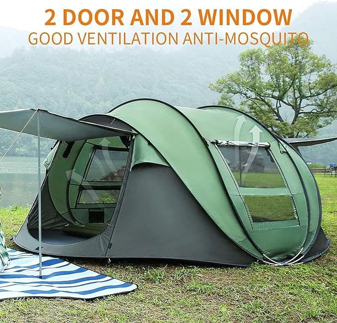 Pop Up Camping Tent 2/4 Person, Instant Family Tents, Easy Setup Automatic Tent for Camping Hiking & Traveling