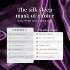 DROWSY Silk Sleep Mask. Face-Hugging, Padded Silk Cocoon for Luxury Sleep in Total Darkness. (Purple Martini)