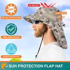 SUN CUBE Wide Brim Sun Hat with Neck Flap, UPF50+ Hiking Safari Fishing Hat for Men Women, Sun Protection Beach Hat
