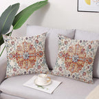 Outdoor Waterproof Pillow Covers 18x18 Inch Set of 2 Bohemian Vintage Carpet Pattern Pillow Covers Blue Burnt Orange Ethnic Design Decorative Farmhouse Couch Garden Balcony