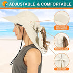 SUN CUBE Wide Brim Sun Hat with Neck Flap, UPF50+ Hiking Safari Fishing Hat for Men Women, Sun Protection Beach Hat