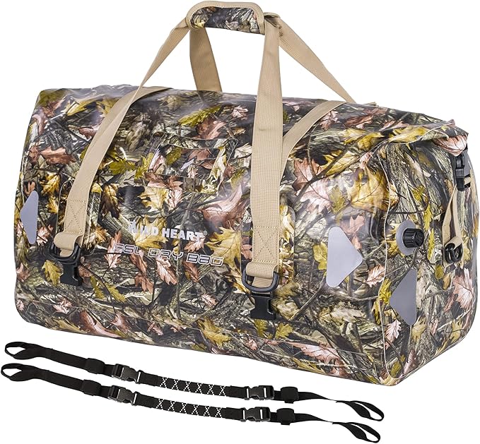 WILD HEART Waterproof Motorcycle Duffel Bag PVC500D Double-bottom With Rope Straps and Inner Pocket 40L 66L 100L for Kayaking, Camping, Boating,Motorcycle