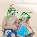 GreenLF Kids Snorkel Set, Anti-Fog Snorkeling Mask with Nose Covers for Youth Junior Child, Boys & Girls Age 5-12, Semi-Dry Diving Scuba Swimming Goggles Gear Packages