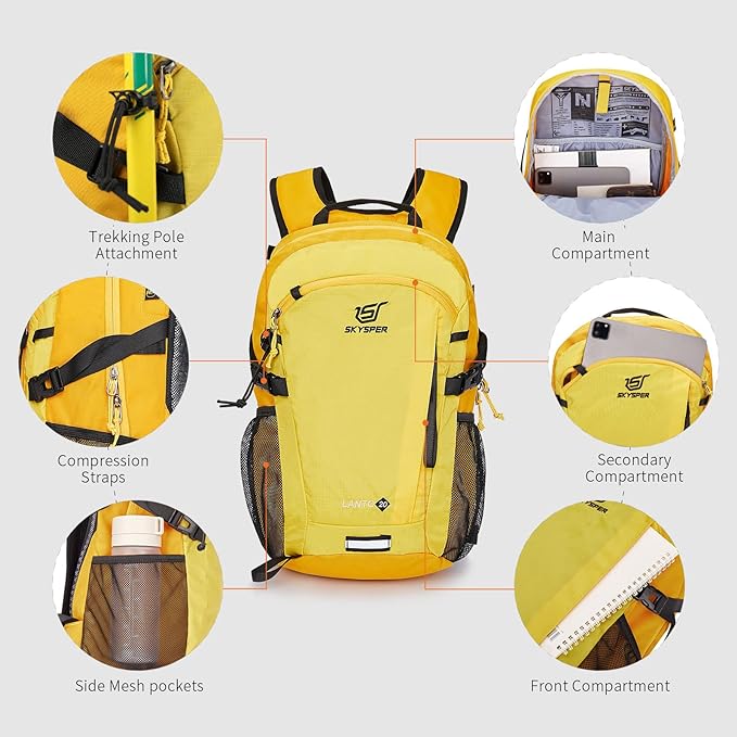 SKYSPER Small Hiking Backpack, 20L Lightweight Travel Backpacks Hiking Daypack for Women Men