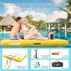 AWSUM Inflatable Floating Dock Air Dock Platform Floating Island Raft with None-Slip Surface for Pool Beach Ocean