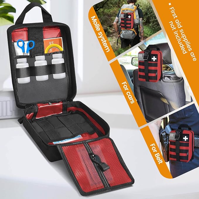 Medical Molle Pouch Tactical - 1000D Nylon First Aid Pouch, Big Capacity EMT Pouch Utility, Heavy Duty Military Grade Rip-Away Ifak Pouch for Home and Outdoor Activities（Bag Only