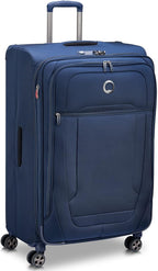 DELSEY PARIS Helium DLX Softside Expandable Luggage with Spinner Wheels, Navy Blue, Checked-Large 29 Inch