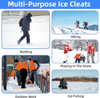 Ice Cleats Crampons for Shoes and Boots, Stainless Steel Ice Grippers Spikes Grips Traction for Winter Ice Snow, Hiking Climbing Ice Fishing