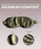 SUNDAYSILKS™ Exclusive Mulberry Silk Sleep Mask | Soft Eye Covers, Blackout Sleeping Mask for Women & Men | Silk Eye Mask for Sleep, Travel, and Relaxation | Antifaz para Dormir [Olive]