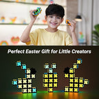 TOSY Magnet Fidget Spinner Glow - 16 Blocks, 3in1 Toy: Transformable Fidget Spinner, Infinity/Puzzle Cube, Easter Basket Stuffers Gift for Kids/Adults, Glowing STEM Sensory Stress Relief, 2-Pack