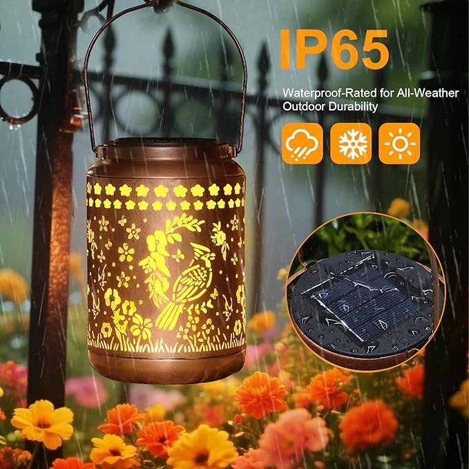 Cardinal Solar Lantern Outdoor Cardinal Decor Garden Decor Waterproof Decor Light Hanging Solar Lights Yard Decor, Gifts for Women Gifts for Mom Gifts for Grandma Cardinal Gifts