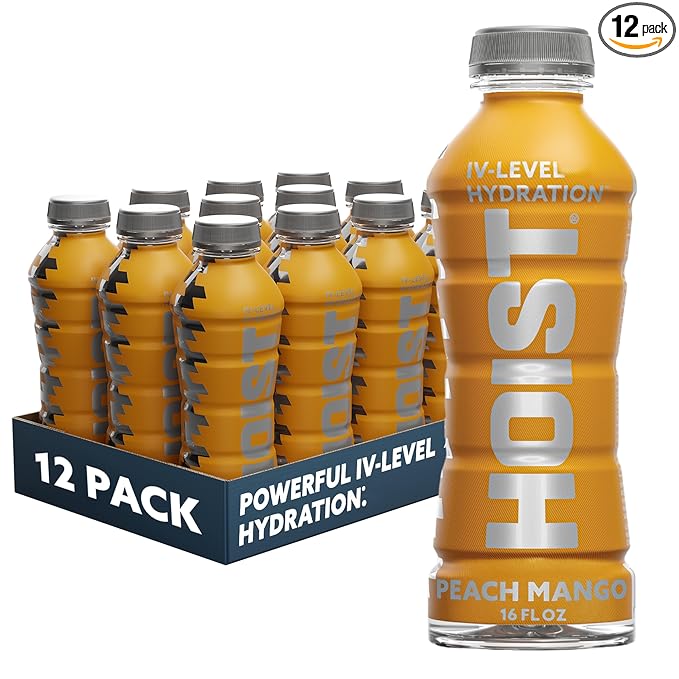 HOIST Premium Military Hydration Electrolyte Drink, Powerful IV-Level Hydration, Clinically Proven Performance Drink, Peach Mango, 16 Fl Oz (Pack of 12)