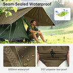 FREE SOLDIER Camping Tarp Waterproof Portable Multifunctional Outdoor Traveling Awning Backpacking Shelter Rain Tarp (Olive-Green 10×10.5ft)