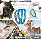 12kN Locking Carabiner Clips, Small Aluminium Carabiners Keychain, Heavy Duty Caribeaners for Camping, Hiking, Hammocks, Swings, Dog Leash, 2 Pcs