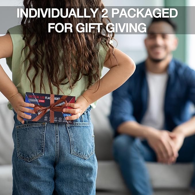 RECHOO Tactical Flashlight 4 Pack, Bright Zoomable LED Flashlight with High Lumens and 5 Modes, Waterproof Portable Pocket Flash Light for Emergency, Camping, and Outdoor Use - S1500