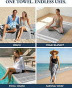 LANE LINEN Beach Towel, Oversized Beach Towel 39"x71", Lightweight Beach Essentials for Women, Large Pool Towel, Absorbent & Quick Dry, Sand Free Beach Towel - Ebony