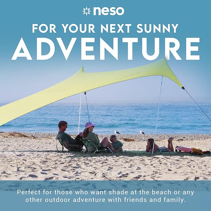Neso Gigante - Portable Beach Tent - Ideal to Enjoy with Family and Friends - UPF 50+, Water-Resistant, and Lightweight - Lemon, 11' x 11'