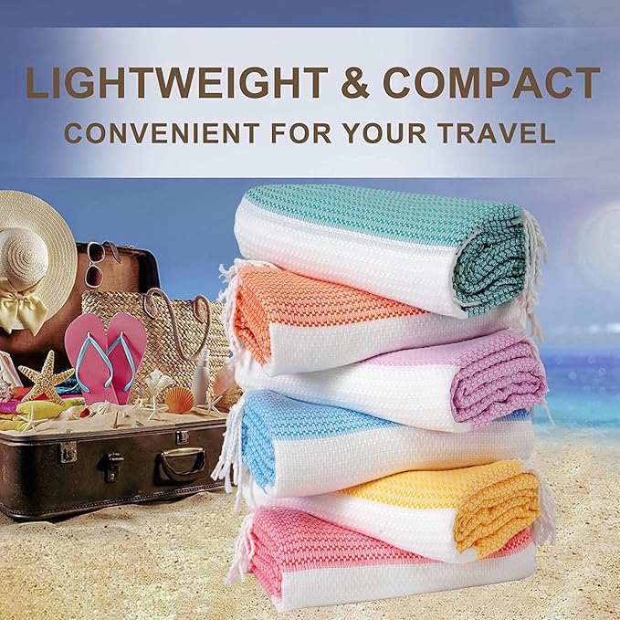 Genovega 6 Packs Turkish Beach Towel Pool Swim Towels Set Bulk Soft Extra Large Sand Free Quick Dry Thin Lightweight Travel Vacation Essentials Cruise Accessories Must Haves Sandless Oversized Dot