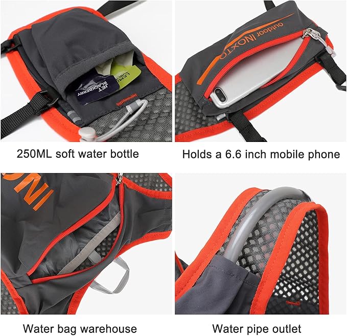 INOXTO Running Hydration Vest Backpack,Lightweight Insulated Pack with 1.5L Water Bladder Bag Daypack for Hiking Trail Running Cycling Race Marathon for Women Men